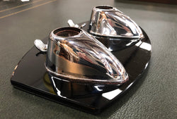 Art Deco Black Glass & Chrome Dual Ink Well | Antique & Vintage | Moonee Ponds Antiques | Australia Wide Delivery