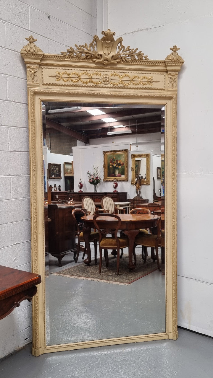 French 19th Century Napoleon III Style Grand Painted & Gilded Mirror