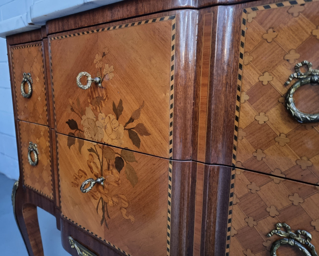 Beautiful French Marquetry Inlaid Transitional Commode | Antique & Vintage | Moonee Ponds Antiques | Australia Wide Delivery