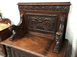 Beautifully Carved 19th Century Gothic Style Hall Seat | Antique & Vintage | Moonee Ponds Antiques | Australia Wide Delivery