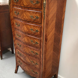 Kingwood Louis XV Inlaid Marble Top Semainier