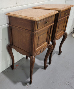 French Oak Louis 15th Style Marble Top Bedside Cabinets | Antique & Vintage | Moonee Ponds Antiques | Australia Wide Delivery