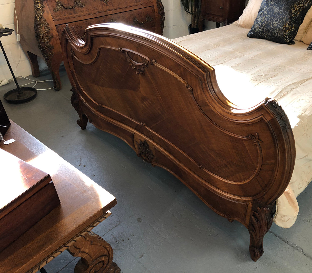 Antique French Walnut Louis XV Style Queen Size Bed | Antique & Vintage | Moonee Ponds Antiques | Australia Wide Delivery