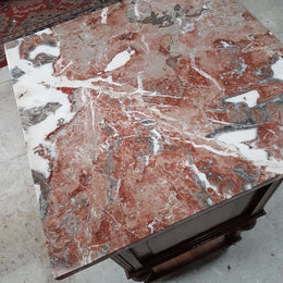 French Oak Marble Top Bedside Cabinet