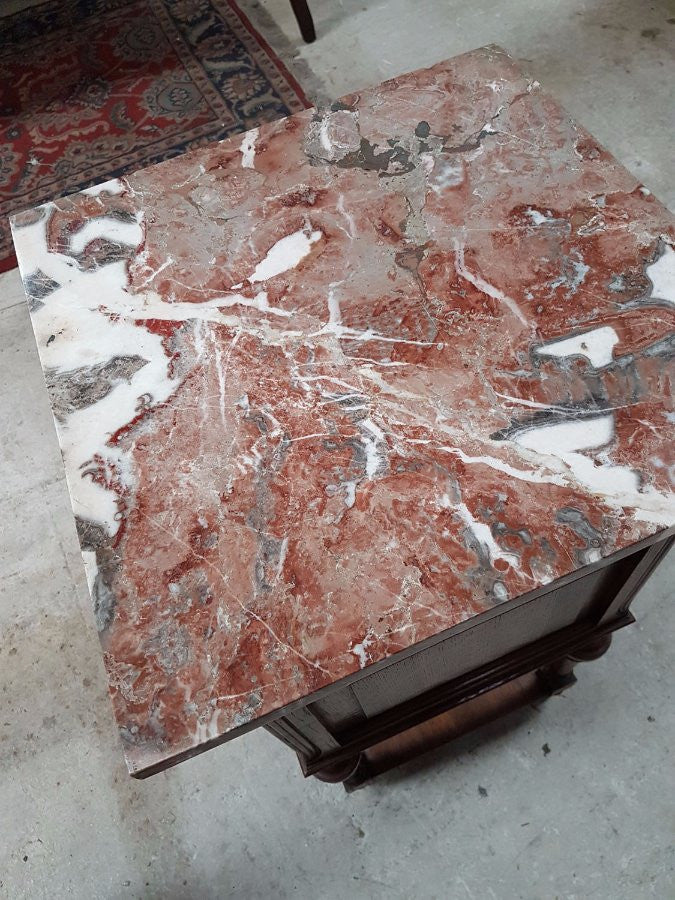 French Oak Marble Top Bedside Cabinet | Antique & Vintage | Moonee Ponds Antiques | Australia Wide Delivery