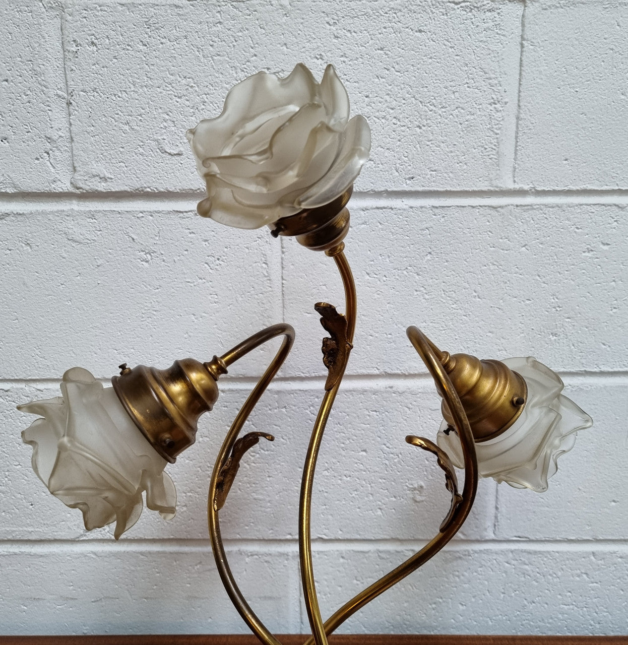 Art Deco Alabaster & Gilt Brass Table Lamp With Three Branches | Antique & Vintage | Moonee Ponds Antiques | Australia Wide Delivery