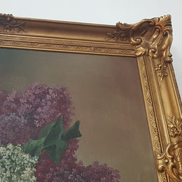 Beautiful Antique Dutch Framed Floral Oil Painting