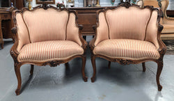 High Quality Antique Pair Of French Walnut Upholstered Arm Chairs | Antique & Vintage | Moonee Ponds Antiques | Australia Wide Delivery