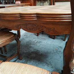 French Louis XV Parquetry Style Dining Table