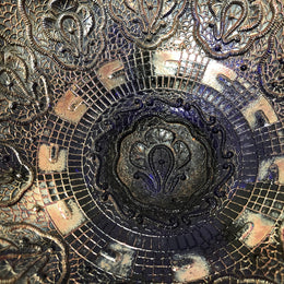 Large Cobalt Carnival Glass Bowl