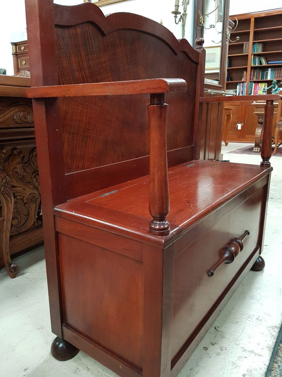 Australian Cedar Hall seat | Antique & Vintage | Moonee Ponds Antiques | Australia Wide Delivery