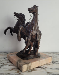 French Art Deco Cold Painted Bronze Metal Marley Horses Statue | Antique & Vintage | Moonee Ponds Antiques | Australia Wide Delivery