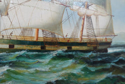 Decorative Oil On Board Painting Of A Ship In Gilt Frame | Antique & Vintage | Moonee Ponds Antiques | Australia Wide Delivery
