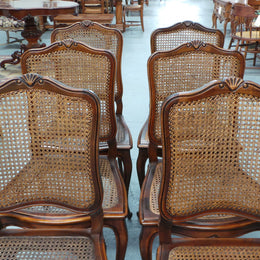 Set Of Six French Oak Chairs With Cane Seat And Back