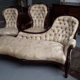 Mid Victorian Walnut Three Piece Lounge Suite