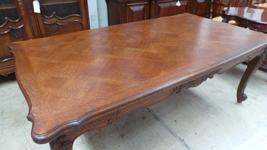 Large Carved French Oak Extension Table