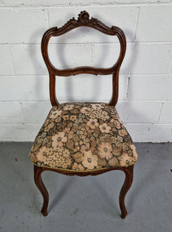 Antique French Walnut Petite Ladies Chair Tapestry Upholstery | Antique & Vintage | Moonee Ponds Antiques | Australia Wide Delivery