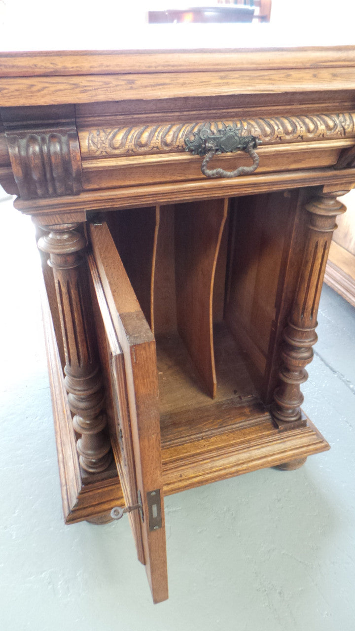 French Oak Partners Desk-3 | Antique & Vintage | Moonee Ponds Antiques | Australia Wide Delivery