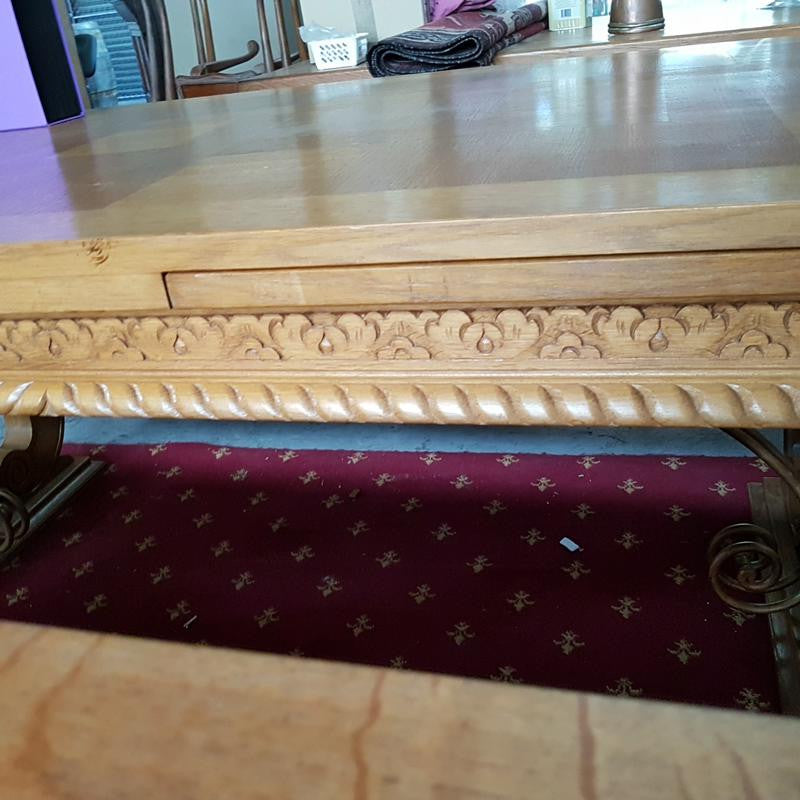 French Oak Iron Base Dining Table (original unrestored condition) | Antique & Vintage | Moonee Ponds Antiques | Australia Wide Delivery