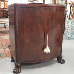 Antique Flame Mahogany Claw Foot Shoe Cupboard