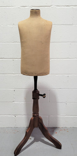 Vintage Fabric Covered Child Mannequin on Adjustable Wooden Base | Antique & Vintage | Moonee Ponds Antiques | Australia Wide Delivery