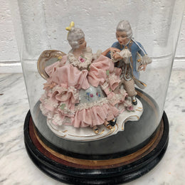 Antique Victorian Glass Display Dome with Black Base