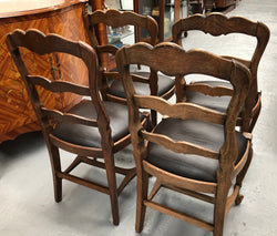 Set of 4 French Ladder Back Dining Chairs With Leather Seat | Antique & Vintage | Moonee Ponds Antiques | Australia Wide Delivery