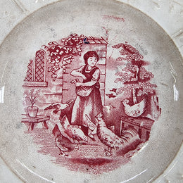 Pink & Cream Staffordshire Childs Plate