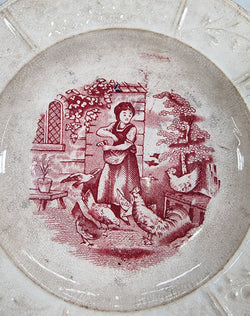 Pink & Cream Staffordshire Childs Plate | Antique & Vintage | Moonee Ponds Antiques | Australia Wide Delivery