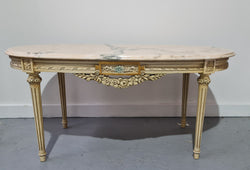Charming Painted Louis XVI Style Oval Marble Top Coffee Table | Antique & Vintage | Moonee Ponds Antiques | Australia Wide Delivery
