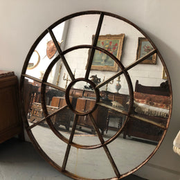French Cast Iron Round Garden Mirror