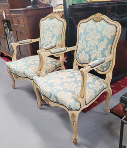 Pair of French Upholstered Louis XV Style Painted Armchairs | Antique & Vintage | Moonee Ponds Antiques | Australia Wide Delivery