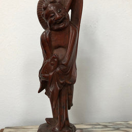 Vintage Chinese carved rosewood figure on wooden stand. In good original condition.