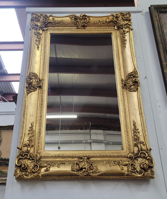 Stunning Antique Carved Gilt Wood Framed Mirror