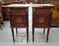 Pair of Louis XVI Style Mahogany Marble Top Bedsides | Antique & Vintage | Moonee Ponds Antiques | Australia Wide Delivery