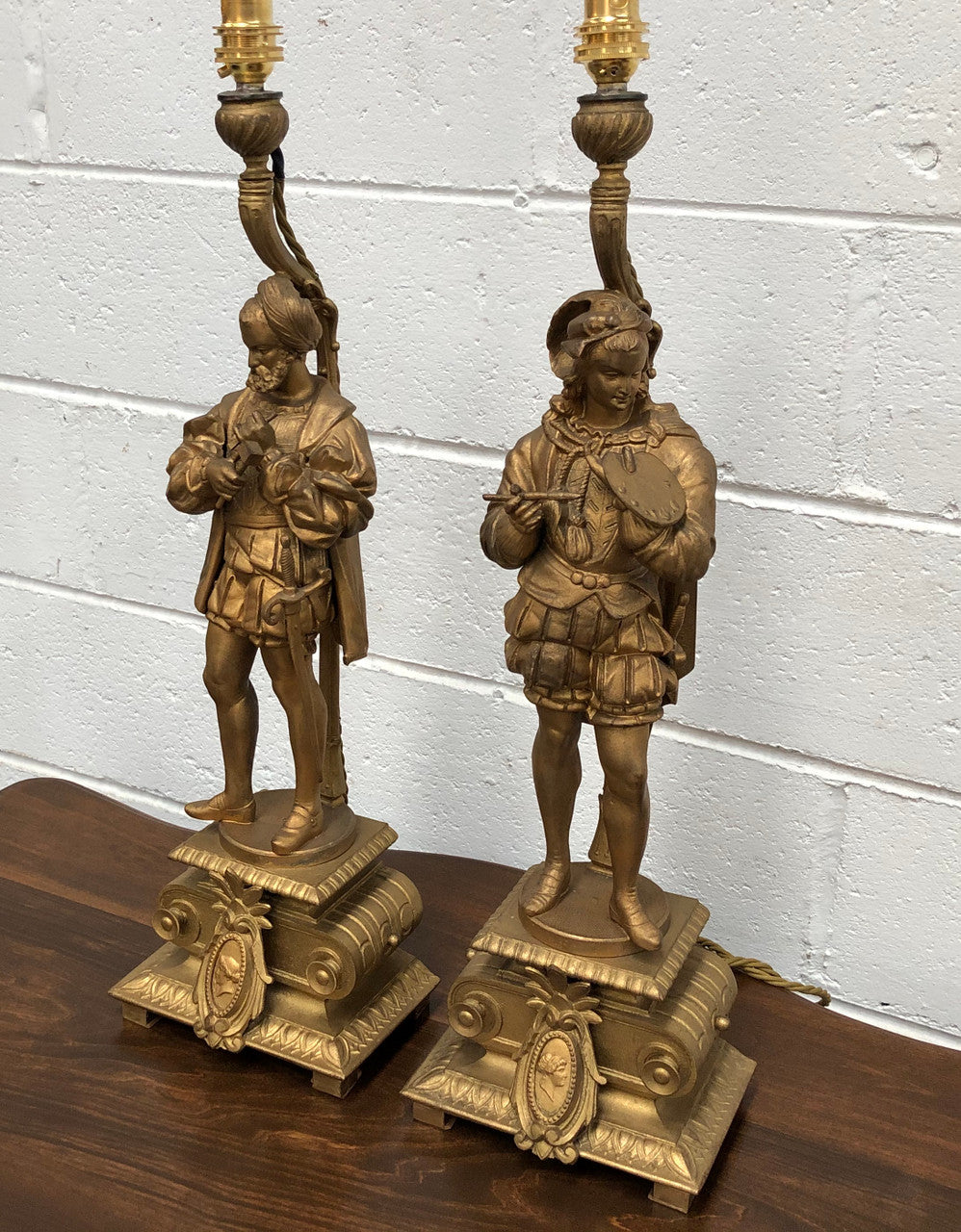 Fabulous Pair Of French Gilt Metal Table Lamps Of "The Artist" & "The Sculptor" | Antique & Vintage | Moonee Ponds Antiques | Australia Wide Delivery