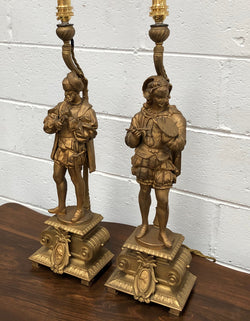 Fabulous Pair Of French Gilt Metal Table Lamps Of "The Artist" & "The Sculptor" | Antique & Vintage | Moonee Ponds Antiques | Australia Wide Delivery