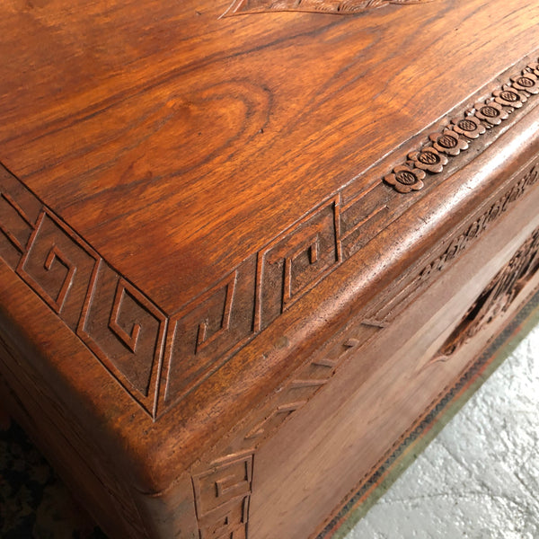 Chinese Carved Camphor Wood Chest