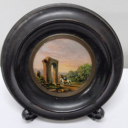 Lovely Victorian hand painted miniature landscape. Please note stand is not included. It is in good original condition and has been sourced locally. Please view photos as they help form part of the description.