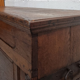 Fabulous early 19th Century French Oak carved coffer/ trunk. It has amazing patina and has a small inside storage section which originally would of been used for candles. It is in in good original condition.