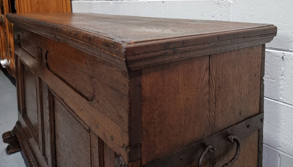 Fabulous early 19th Century French Oak carved coffer/ trunk. It has amazing patina and has a small inside storage section which originally would of been used for candles. It is in in good original condition.