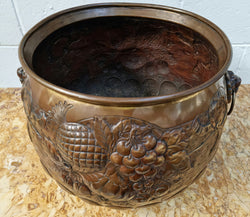 Antique Large Brass Bronze Colour Embossed Jardinière Planter | Antique & Vintage | Moonee Ponds Antiques | Australia Wide Delivery