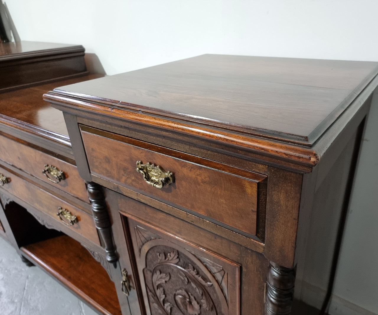 Walnut Sideboard Base Cupboards & Four Drawers