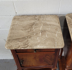 Pair of Louis XVI Style Walnut Bedsides With Attractive Marble | Antique & Vintage | Moonee Ponds Antiques | Australia Wide Delivery