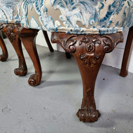 Stunning Pair of Antique French Carved Mahogany Hall Chairs