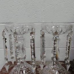 Pair Of Crystal And Clear Cut Glass Lusters