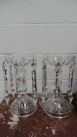 Pair Of Crystal And Clear Cut Glass Lusters | Antique & Vintage | Moonee Ponds Antiques | Australia Wide Delivery