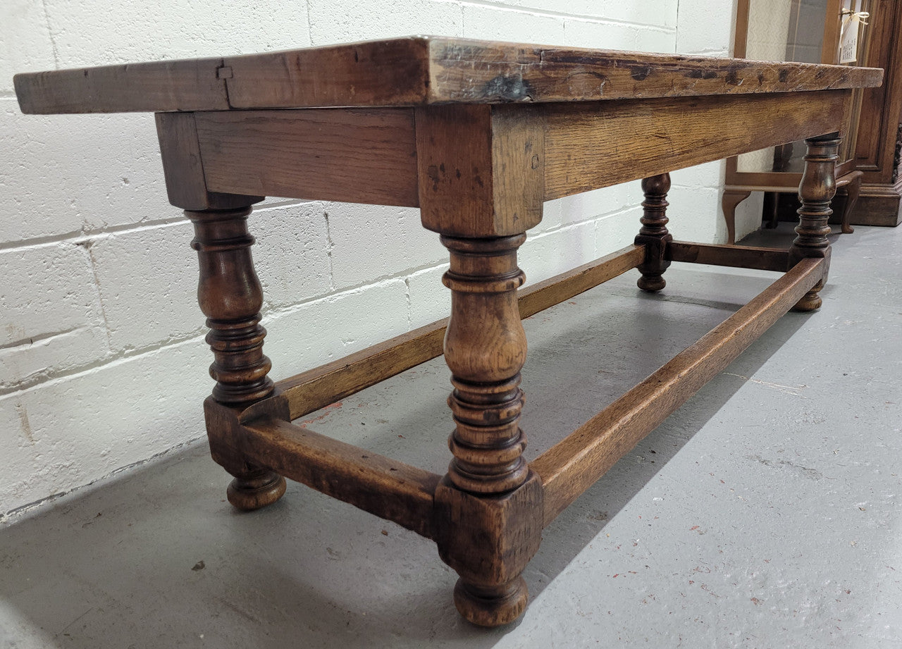 Rustic Oak Coffee Table On Turned Legs | Antique & Vintage | Moonee Ponds Antiques | Australia Wide Delivery