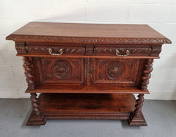 Henry II Style Nicely Carved French Oak Server | Antique & Vintage | Moonee Ponds Antiques | Australia Wide Delivery
