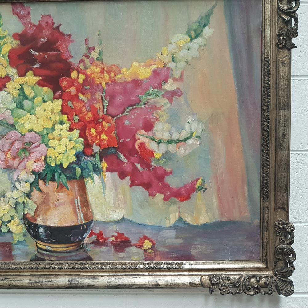 French Floral Oil On Canvas Painting | Antique & Vintage | Moonee Ponds Antiques | Australia Wide Delivery
